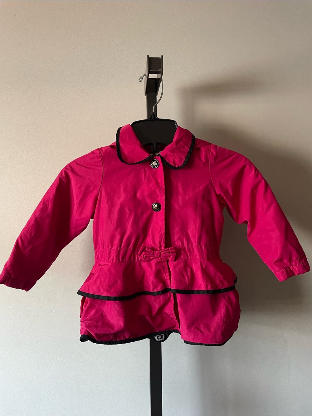 London Fog Ruffle Toddler Girls Coat Jacket Fleece Lined Bow Detail 3T